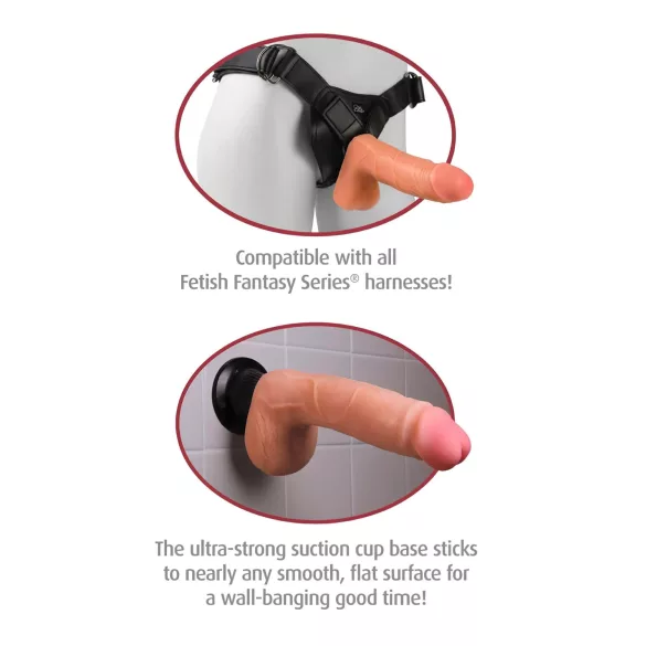 Real Feel Deluxe No.1 - vibrador realístico com escroto - cor natural