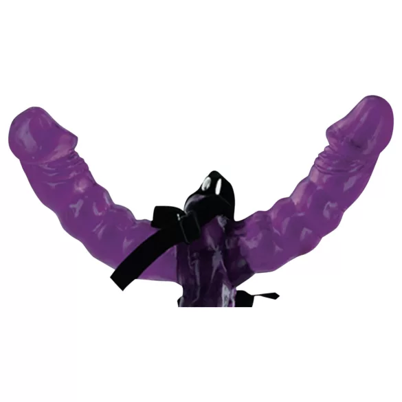 Fetish - strap-on dupla dildo com arnês - silicone preto