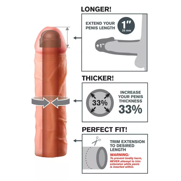 Pipedream - X-TENSION Perfect 1 - extensor de pénis realista (17,7 cm, cor natural)