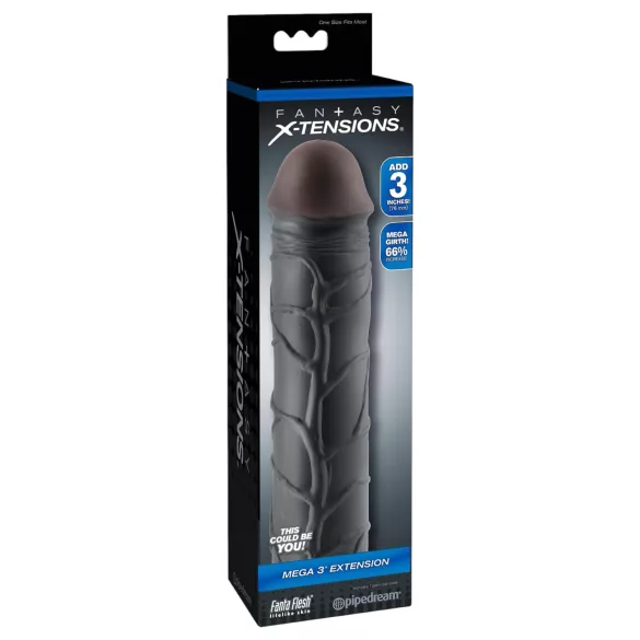 Pipedream - X-TENSION Mega 3 - capa de pénis realista (22,8 cm, preta)