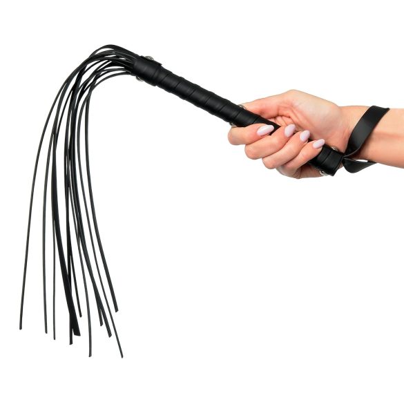 Fetish Fantasy - chicote flogger cat-o-nine - couro preto 65cm