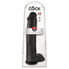   King Cock - dildo realístico com ventosa e escroto - preto 38cm