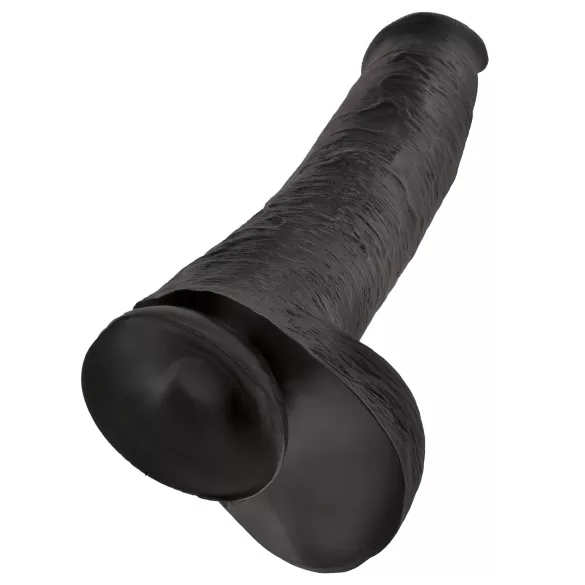 King Cock - dildo realístico com ventosa e escroto - preto 38cm