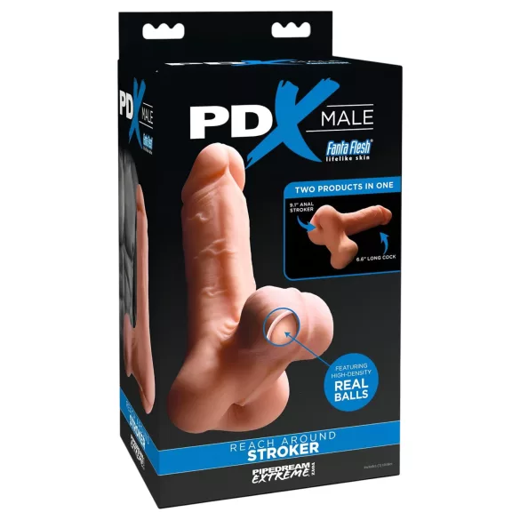 PDX Reach Around - 2 em 1 vagina artificial e capa peniana (cor de pele)