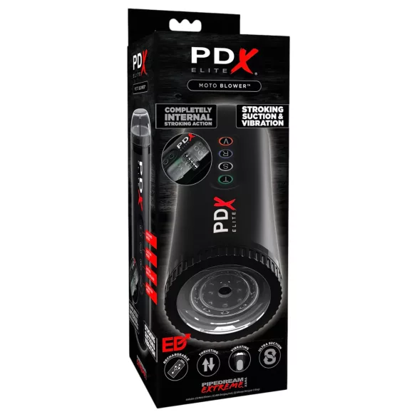 PDX Moto Blower - masturbador de sucção e vibração (preto)