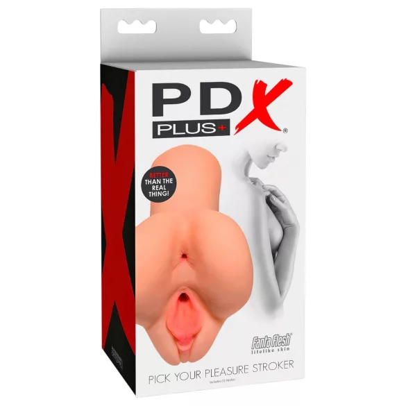 PDX Pick Your Pleasure - masturbador realístico 2 em 1 (cor natural)