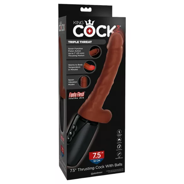King Cock Plus 7,5 - vibrador com escroto - cor marrom