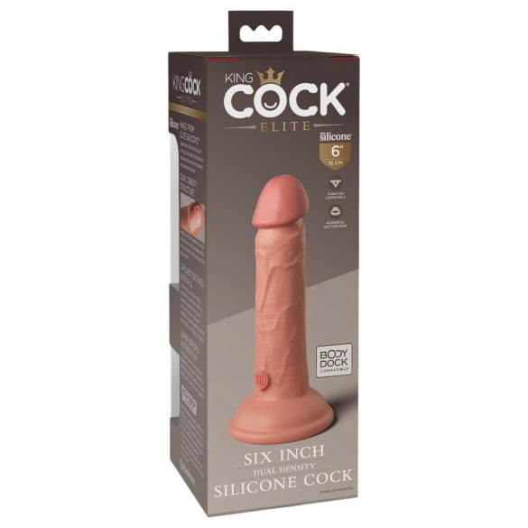 King Cock Elite 6 - dildo realístico com ventosa 15cm - cor natural