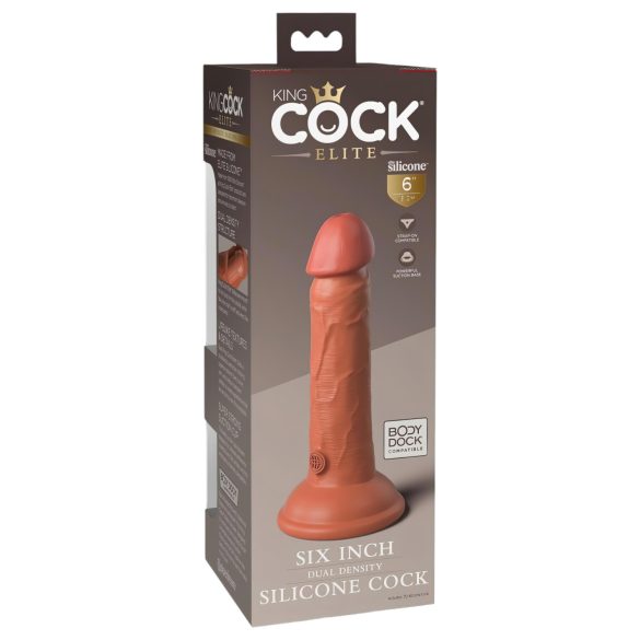 King Cock Elite 6 - dildo realístico com ventosa 15cm - cor escura