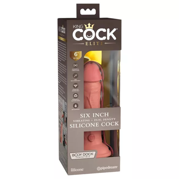 King Cock Elite 6 - vibrador com ventosa 15cm - cor natural