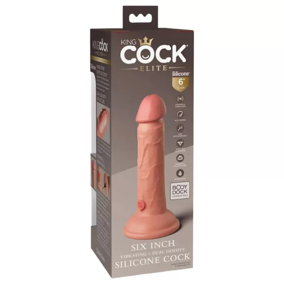 King Cock Elite 6 - vibrador realístico 15cm - cor pele escura