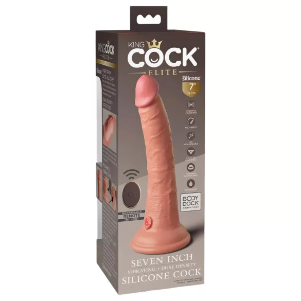 King Cock Elite 7 - vibrador com ventosa controle remoto 18cm - cor natural