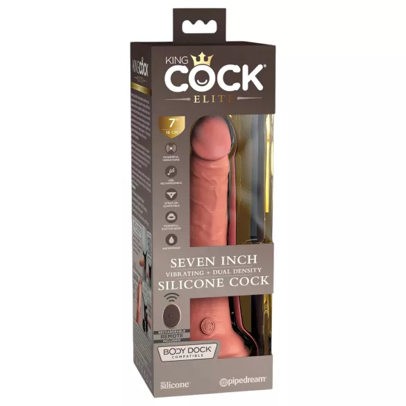 King Cock Elite 7 - vibrador com ventosa controle remoto 18cm - cor natural