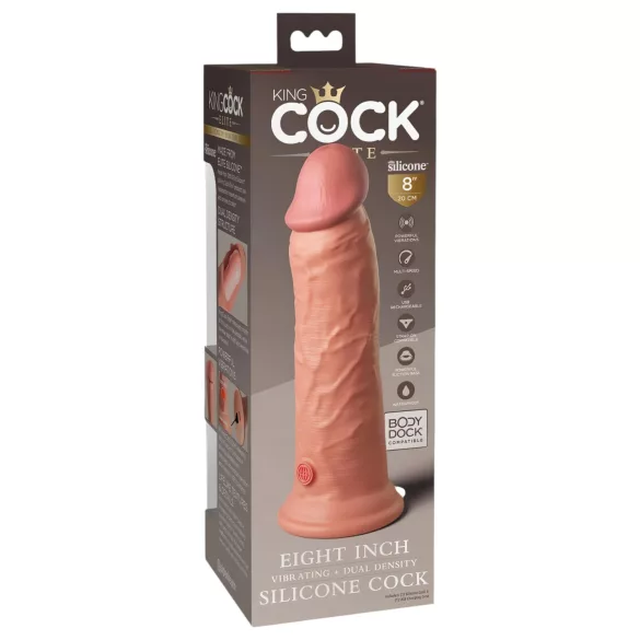 King Cock Elite 8 - vibrador com ventosa 20cm - cor natural
