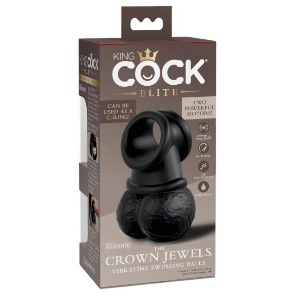 King Cock Crown Jewels - anel peniano vibrante (preto)