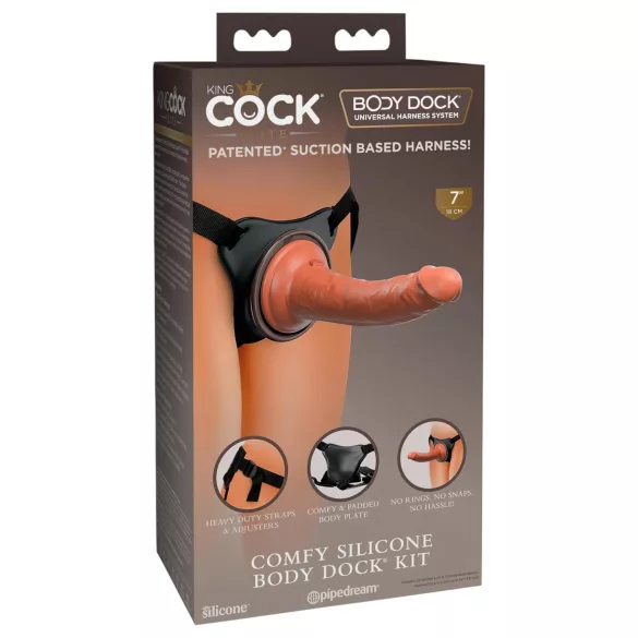 King Cock Elite Comfy - cinta com dildo realístico - pele escura