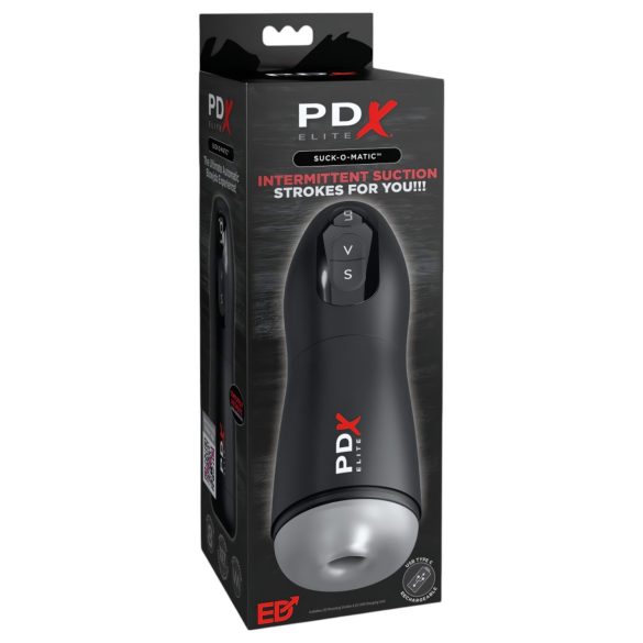 PDX Suck-O-Matic - masturbador automático recarregável - silicone preto