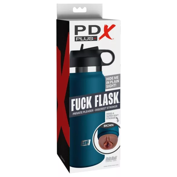 PDX - Fuck Flask Private Pleaser - vagina artificial em cantil (azul‑castanho)