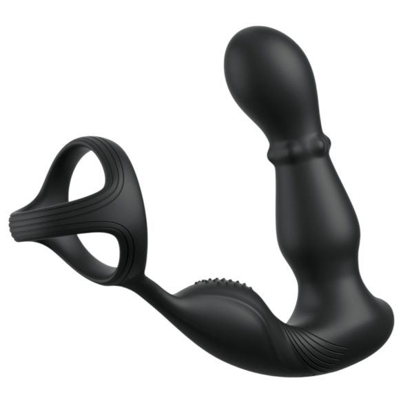 Anal Fantasy Ass-Gasm - vibrador anal rotativo com anel peniano - silicone preto
