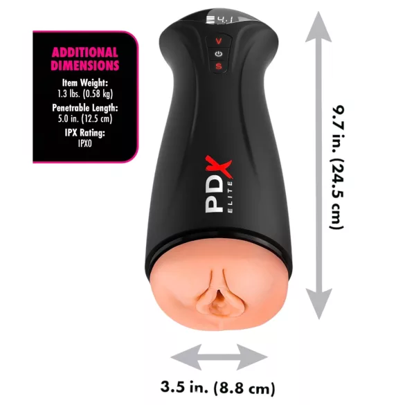 PDX Elite - masturbador masculino sugador vibratório - preto