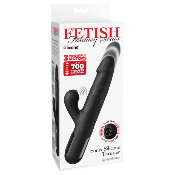 Fetish - vibrador com 3 motores e movimento de empurrar - preto