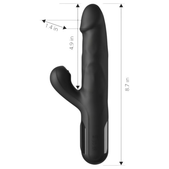 Fetish - vibrador com 3 motores e movimento de empurrar - preto