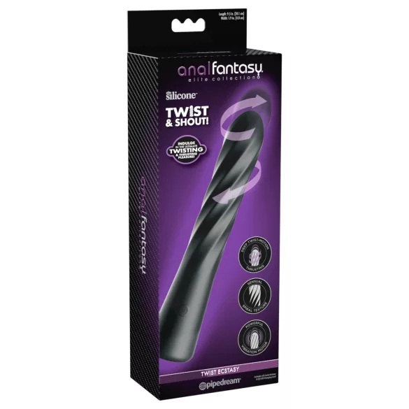 Anal Fantasy Twist Ecstasy - vibrador anal rotativo e de empurrar (preto)