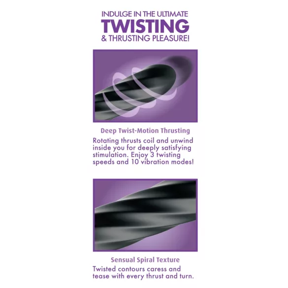 Anal Fantasy Twist Ecstasy - vibrador anal rotativo e de empurrar (preto)