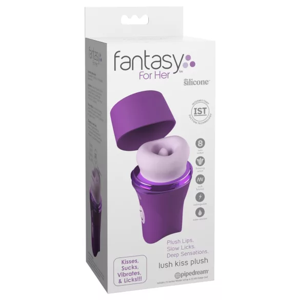 Fantasy For Her Lush Kiss Plush - sugador e estimulador de clitóris com língua (roxo)