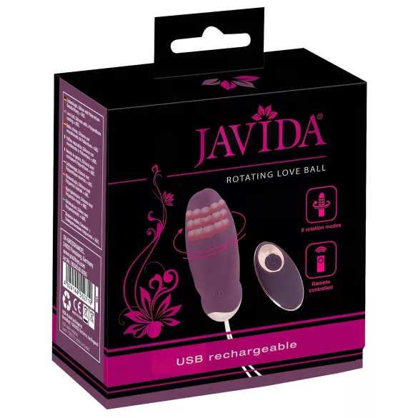Javida - ovo vibratório com pérolas giratórias com controle remoto - roxo