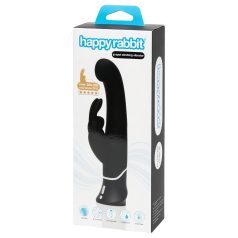   Happyrabbit - vibrador ponto G com estimulador clitóris recarregável preto