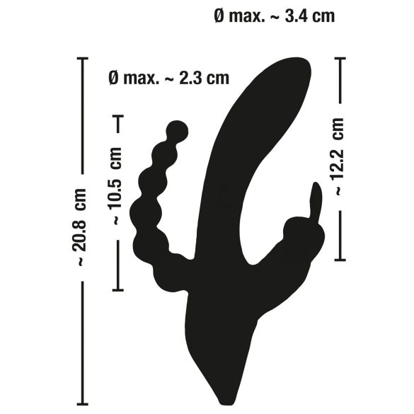 SMILE Triple - vibrador recarregável triplo à prova d'água - silicone preto