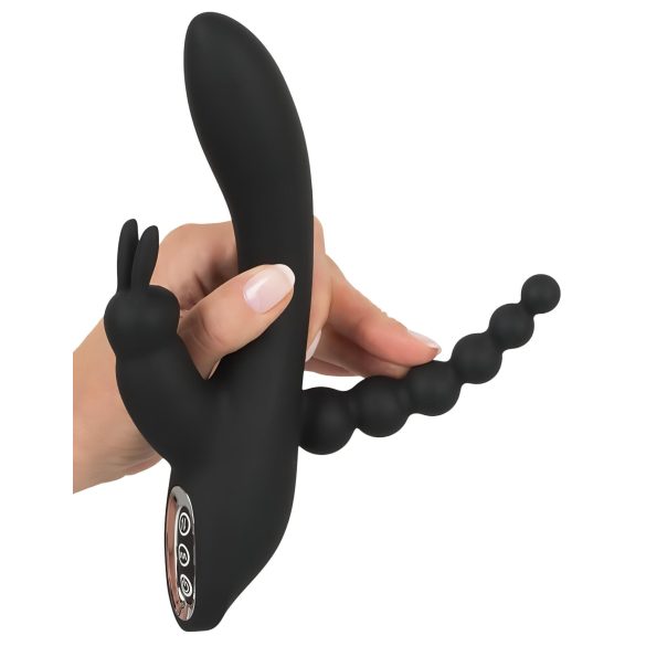SMILE Triple - vibrador recarregável triplo à prova d'água - silicone preto