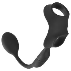   Rebel - anel peniano e escrotal com vibrador anal - silicone preto
