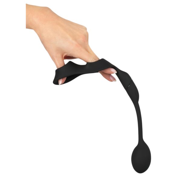 Rebel - anel peniano e escrotal com vibrador anal - silicone preto