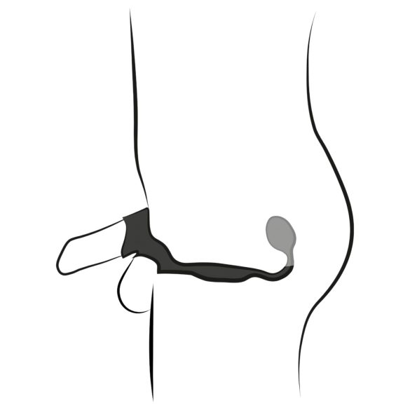 Rebel - anel peniano e escrotal com vibrador anal - silicone preto