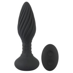 ANOS - vibrador anal rotativo com esferas - silicone preto