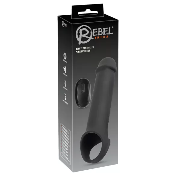 Rebel - capa peniana vibratória recarregável controle remoto - silicone preto