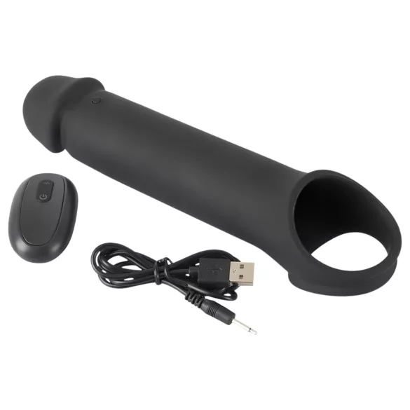Rebel - capa peniana vibratória recarregável controle remoto - silicone preto