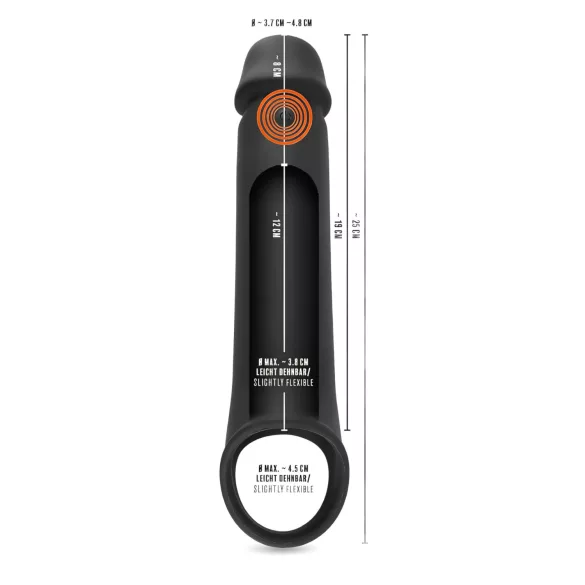 Rebel - capa peniana vibratória recarregável controle remoto - silicone preto
