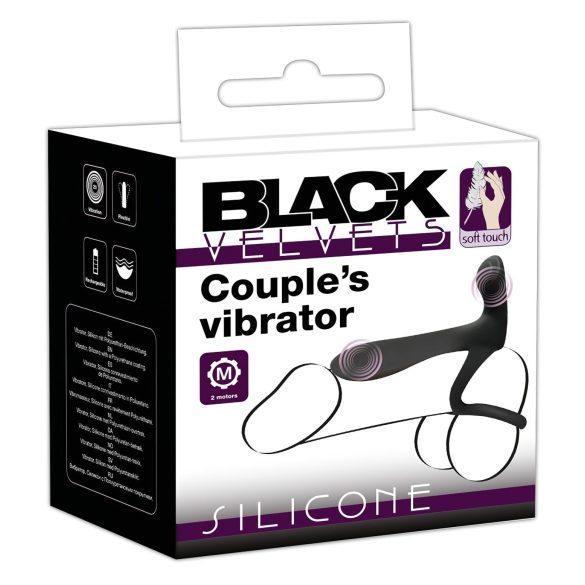 Black Velvets - vibrador casal e anel peniano recarregável 2 em 1 - preto