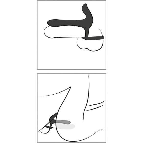 Black Velvets - vibrador casal e anel peniano recarregável 2 em 1 - preto