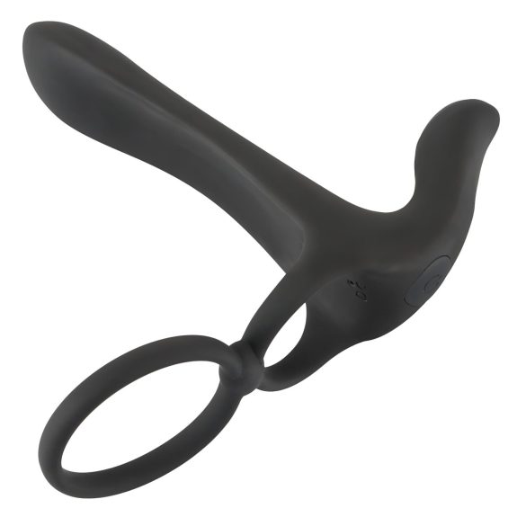 Black Velvets - vibrador casal e anel peniano recarregável 2 em 1 - preto