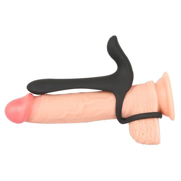 Black Velvets - vibrador casal e anel peniano recarregável 2 em 1 - preto