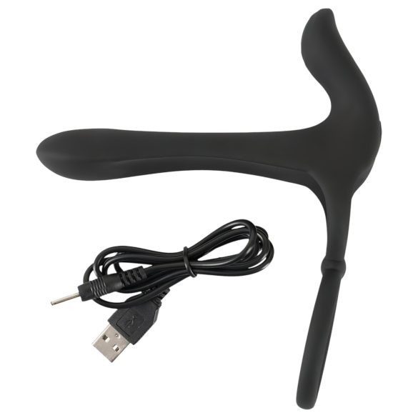 Black Velvets - vibrador casal e anel peniano recarregável 2 em 1 - preto