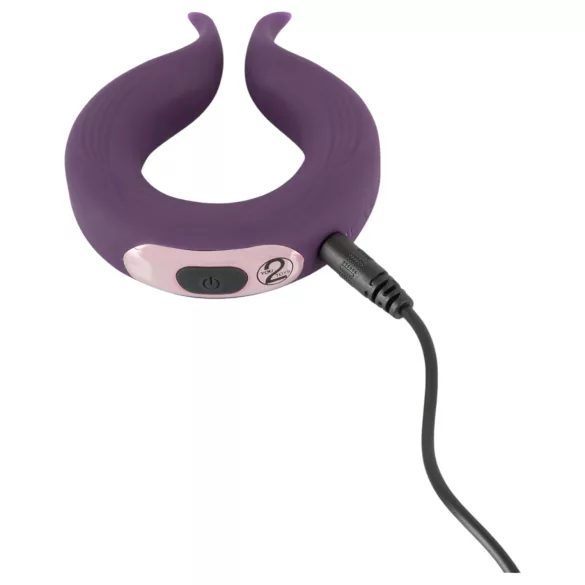 Couples Choice - anel peniano vibratório duplo - recarregável - roxo