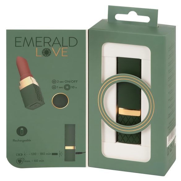 Emerald Love - vibrador em formato de batom recarregável à prova d'água