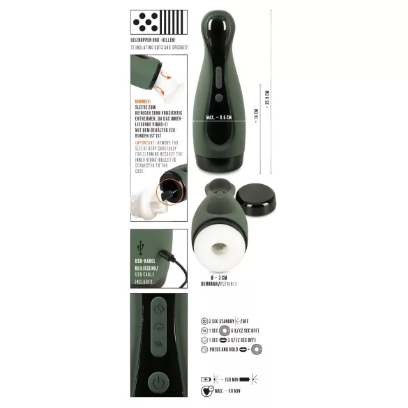 Rebel - masturbador masculino recarregável com sucção e vibração