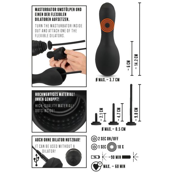 Rebel - vibrador peniano com dilatador - preto