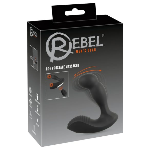 Rebel - vibrador próstata recarregável com controle remoto - silicone preto